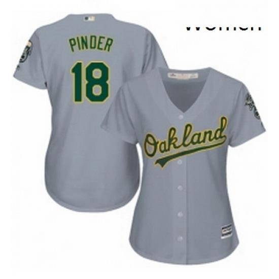 Womens Majestic Oakland Athletics 18 Chad Pinder Replica Grey Road Cool Base MLB Jersey