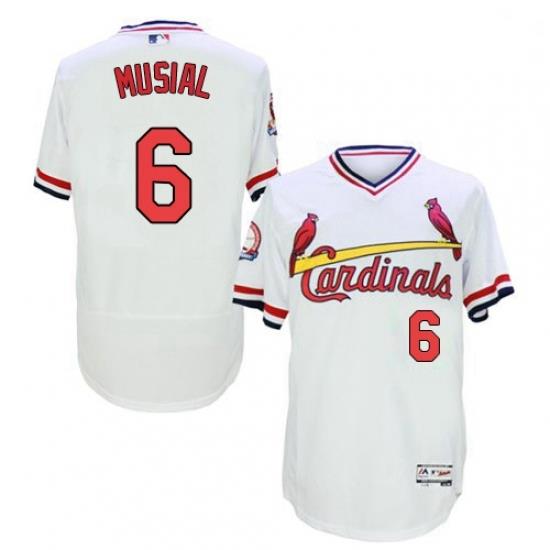 Mens Majestic St Louis Cardinals 6 Stan Musial White Flexbase Authentic Collection Cooperstown MLB Jersey