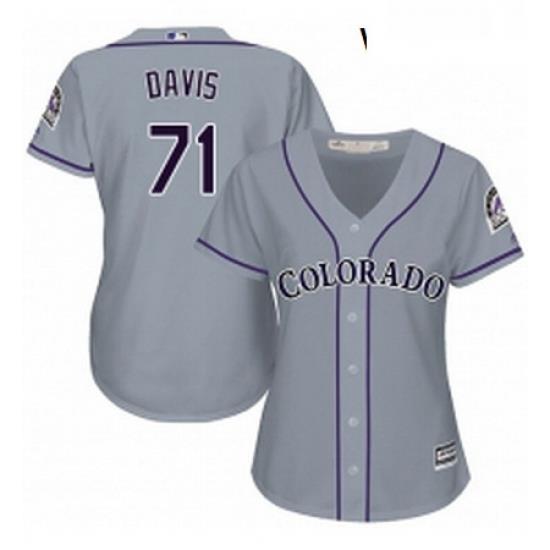 Womens Majestic Colorado Rockies 71 Wade Davis Replica Grey Road Cool Base MLB Jersey