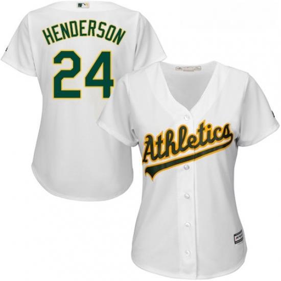 Womens Majestic Oakland Athletics 24 Rickey Henderson Replica White Home Cool Base MLB Jersey