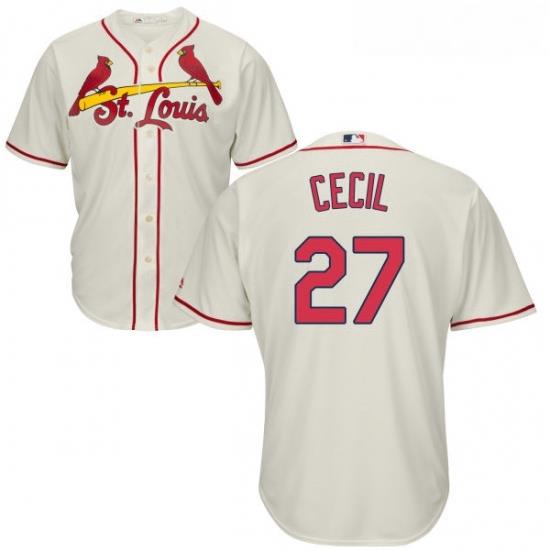 Youth Majestic St Louis Cardinals 27 Brett Cecil Authentic Cream Alternate Cool Base MLB Jersey