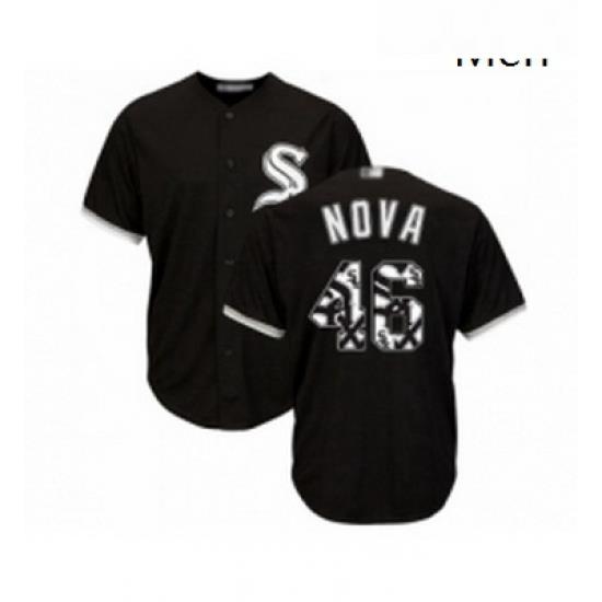 Mens Chicago White Sox 46 Ivan Nova Authentic Black Team Logo Fashion Cool Base Baseball Jersey