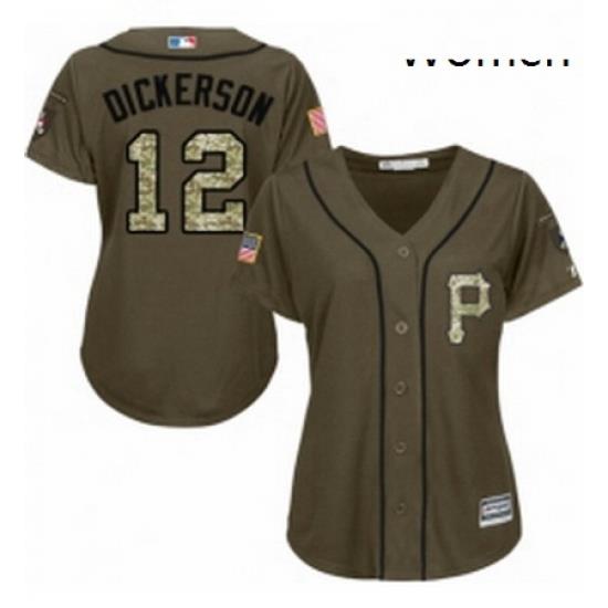 Womens Majestic Pittsburgh Pirates 12 Corey Dickerson Authentic Green Salute to Service MLB Jersey