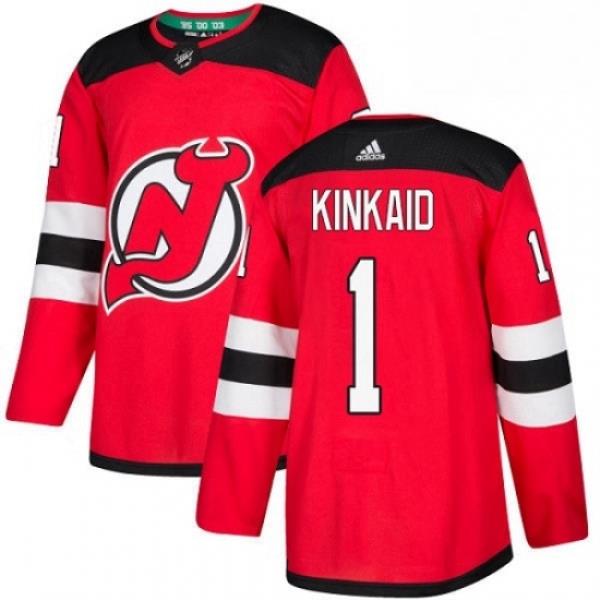 Mens Adidas New Jersey Devils 1 Keith Kinkaid Authentic Red Home NHL Jersey