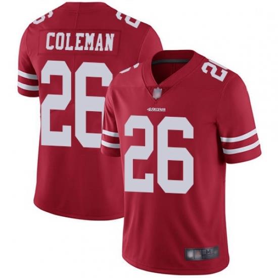 Youth 49ers 26 Tevin Coleman Red Team Color Stitched Football Vapor Untouchable Limited Jersey