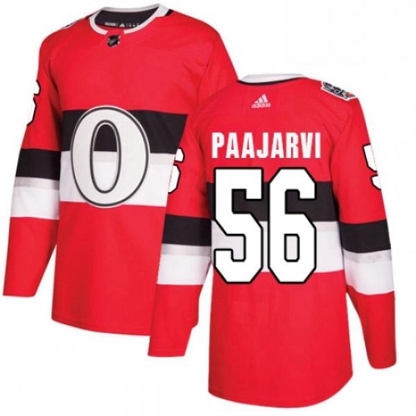 Mens Adidas Ottawa Senators 56 Magnus Paajarvi Authentic Red 2017 100 Classic NHL Jersey