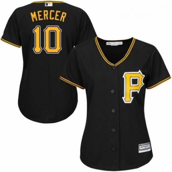 Womens Majestic Pittsburgh Pirates 10 Jordy Mercer Authentic Black Alternate Cool Base MLB Jersey