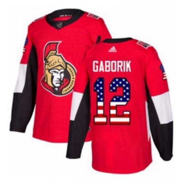 Mens Adidas Ottawa Senators 12 Marian Gaborik Authentic Red USA Flag Fashion NHL Jersey