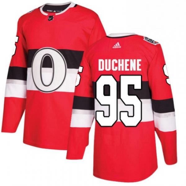 Mens Adidas Ottawa Senators 95 Matt Duchene Authentic Red 2017 100 Classic NHL Jersey