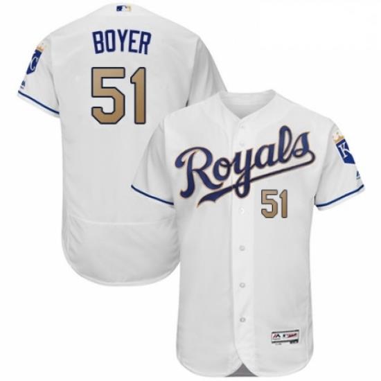 Mens Majestic Kansas City Royals 51 Blaine Boyer White Flexbase Authentic Collection MLB Jersey