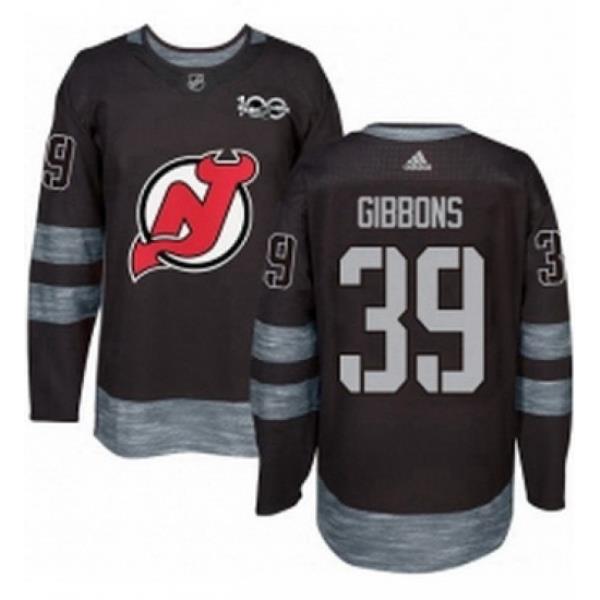 Mens Adidas New Jersey Devils 39 Brian Gibbons Authentic Black 1917 2017 100th Anniversary NHL Jersey