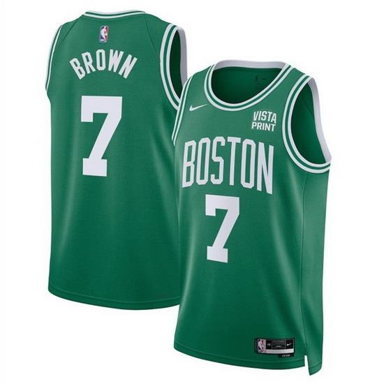 Men Boston Celtics 7 Jaylen Brown Green Icon Edition Stitched Basketball Jersey