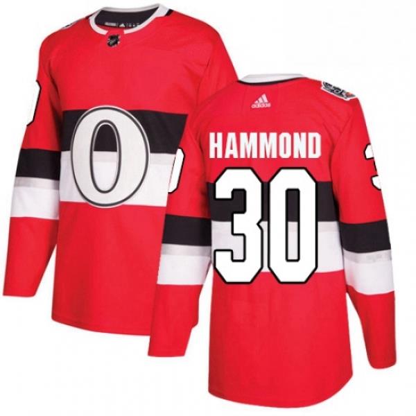 Mens Adidas Ottawa Senators 30 Andrew Hammond Authentic Red 2017 100 Classic NHL Jersey