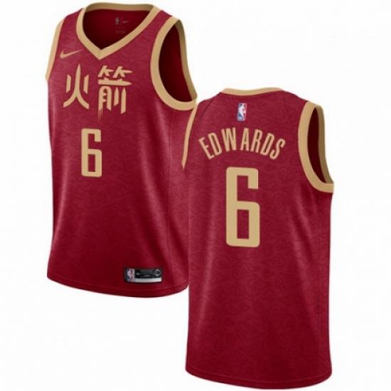 Mens Nike Houston Rockets 6 Vincent Edwards Swingman Red NBA Jersey 2018 19 City Edition