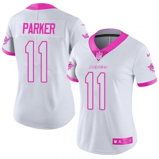 Nike Dolphins #11 DeVante Parker White Pink Womens Stitched NFL Limited Rush Fashion Jersey