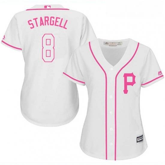 Womens Majestic Pittsburgh Pirates 8 Willie Stargell Replica White Fashion Cool Base MLB Jersey