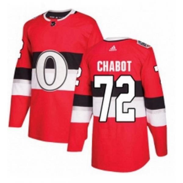 Mens Adidas Ottawa Senators 72 Thomas Chabot Authentic Red 2017 100 Classic NHL Jersey