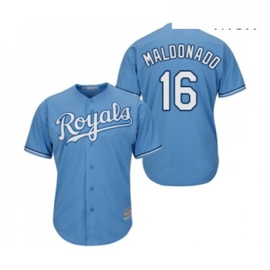 Mens Kansas City Royals 16 Martin Maldonado Replica Light Blue Alternate 1 Cool Base Baseball Jersey