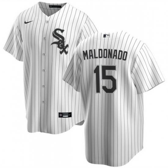 Men Chicago White Sox 15 Mart EDn Maldonado White Cool Base Stitched Jersey