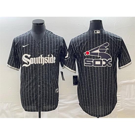 Men Chicago White Sox Black Team Big Logo Cool Base Stitched Jersey