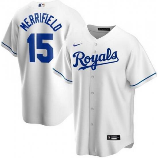 Royals 15 Whit Merrifield White 2020 Nike Cool Base Jersey