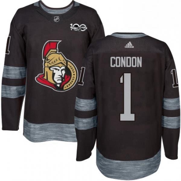 Mens Adidas Ottawa Senators 1 Mike Condon Authentic Black 1917 2017 100th Anniversary NHL Jersey