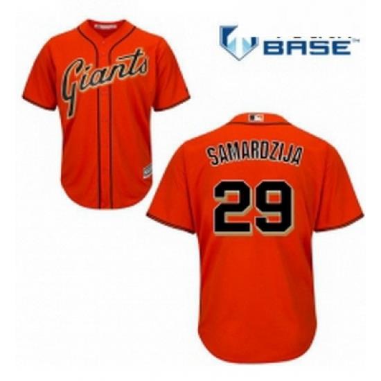 Youth Majestic San Francisco Giants 29 Jeff Samardzija Authentic Orange Alternate Cool Base MLB Jersey