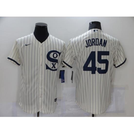 Men Nike Chicago White Sox 45 Michael Jordan Cream Elite 2021 Field of Dreams Jersey