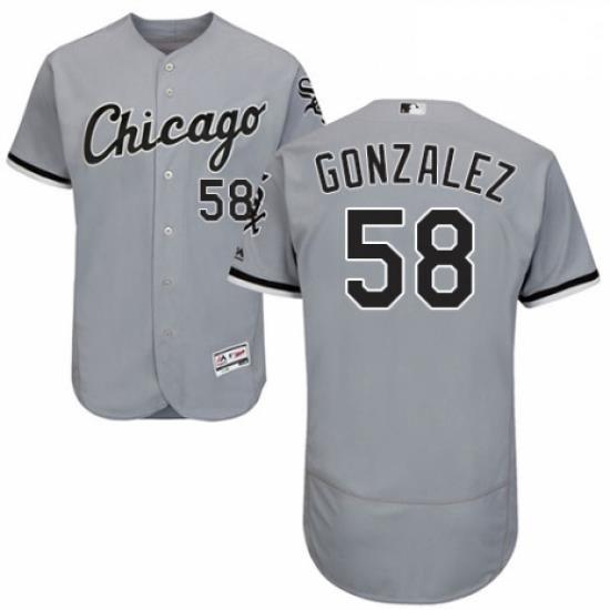 Mens Majestic Chicago White Sox 58 Miguel Gonzalez Grey Road Flex Base Authentic Collection MLB Jersey