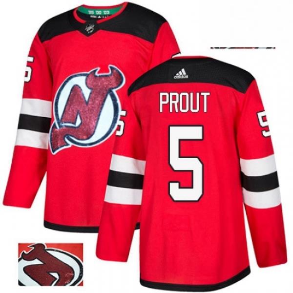 Mens Adidas New Jersey Devils 5 Dalton Prout Authentic Red Fashion Gold NHL Jersey