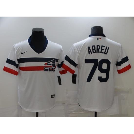 Men's Nike Chicago White Sox #79 Jose Abreu White ThroWback Jersey