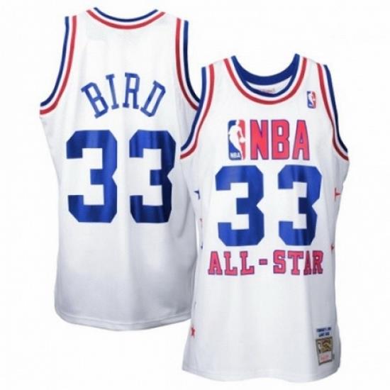 Mens Mitchell and Ness Boston Celtics 33 Larry Bird Swingman White 1990 All Star Throwback NBA Jersey