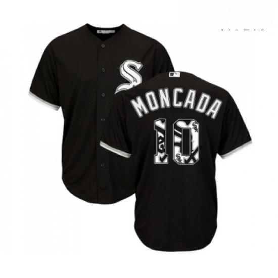 Mens Majestic Chicago White Sox 10 Yoan Moncada Authentic Black Team Logo Fashion Cool Base MLB Jerseys