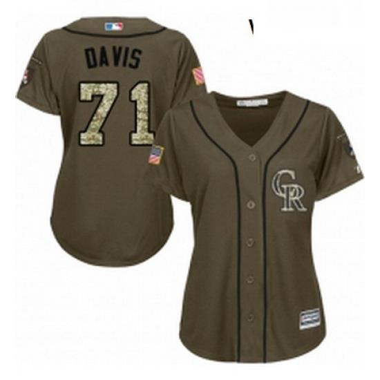 Womens Majestic Colorado Rockies 71 Wade Davis Replica Green Salute to Service MLB Jersey