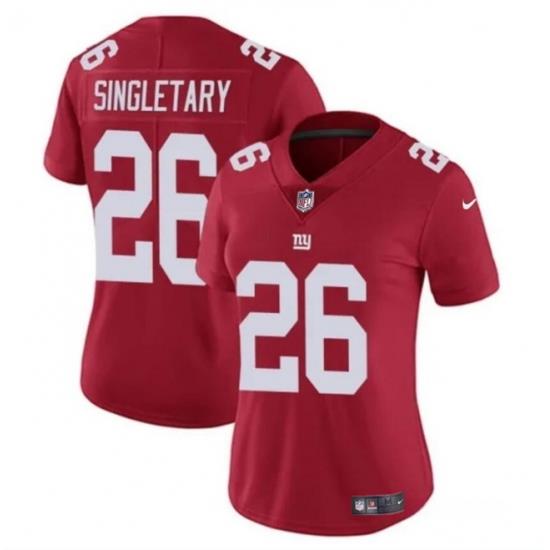 Women New York Giants 26 Devin Singletary Red Vapor Stitched Jersey