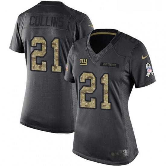 Womens Nike New York Giants 21 Landon Collins Limited Black 2016 Salute to Service NFL Jersey