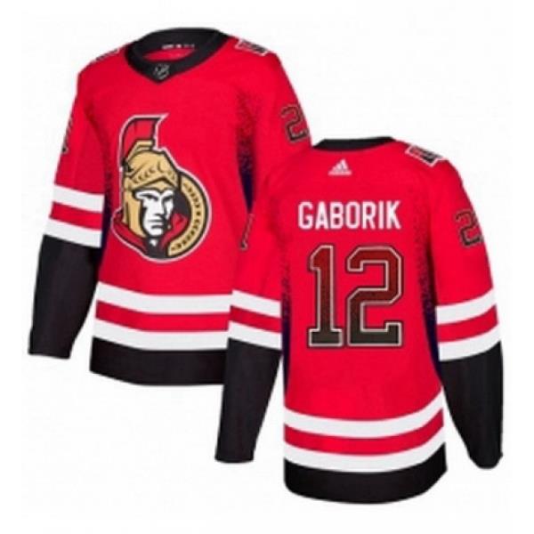 Mens Adidas Ottawa Senators 12 Marian Gaborik Authentic Red Drift Fashion NHL Jersey