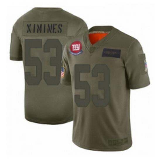 Womens New York Giants 53 Oshane Ximines Limited Camo 2019 Salute to Service Football Jersey