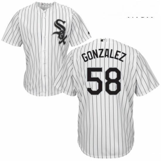 Mens Majestic Chicago White Sox 58 Miguel Gonzalez Replica White Home Cool Base MLB Jersey