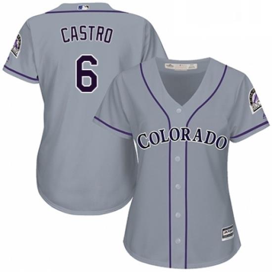 Womens Majestic Colorado Rockies 6 Daniel Castro Replica Grey Road Cool Base MLB Jersey