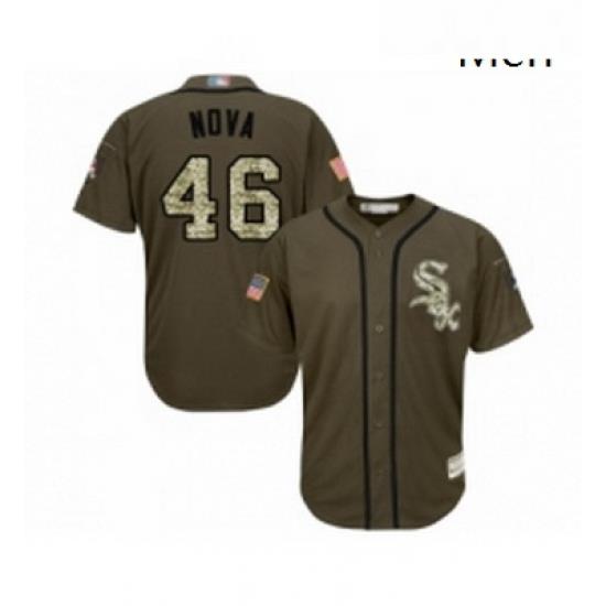 Mens Chicago White Sox 46 Ivan Nova Authentic Green Salute to Service Baseball Jersey