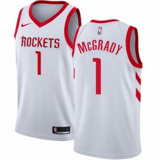 Mens Nike Houston Rockets 1 Tracy McGrady Swingman White Home NBA Jersey Association Edition