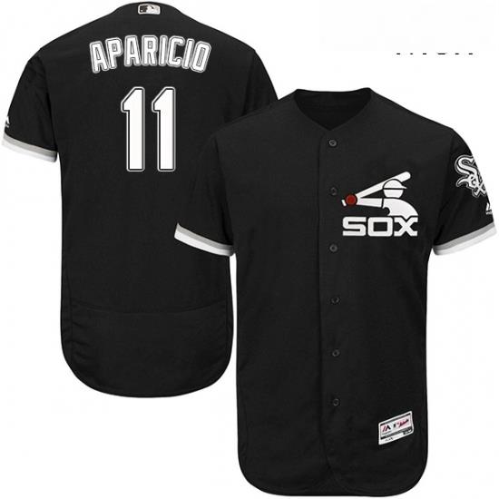 Mens Majestic Chicago White Sox 11 Luis Aparicio Authentic Black Alternate Home Cool Base MLB Jersey