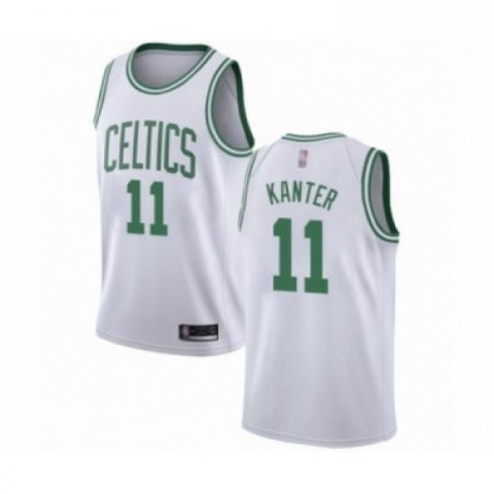 Mens Boston Celtics 11 Enes Kanter Authentic White Basketball Jersey Association Edition