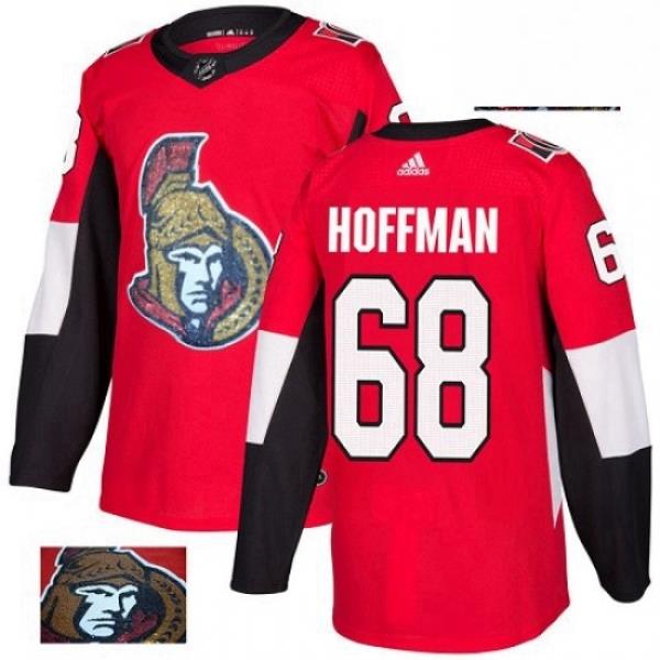 Mens Adidas Ottawa Senators 68 Mike Hoffman Authentic Red Fashion Gold NHL Jersey