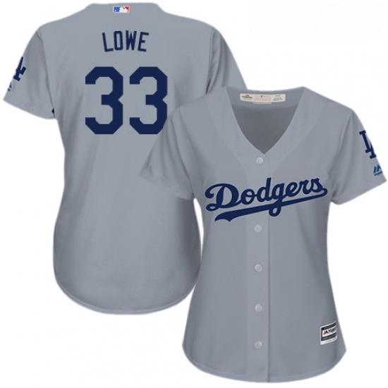 Womens Majestic Los Angeles Dodgers 33 Mark Lowe Replica Grey Road Cool Base MLB Jersey