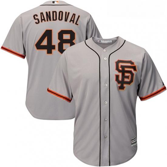 Youth Majestic San Francisco Giants 48 Pablo Sandoval Authentic Grey Road 2 Cool Base MLB Jersey