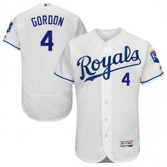 Mens Majestic Kansas City Royals 4 Alex Gordon White Flexbase Authentic Collection MLB Jersey