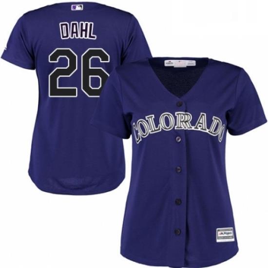 Womens Majestic Colorado Rockies 26 David Dahl Replica Purple Alternate 1 Cool Base MLB Jersey