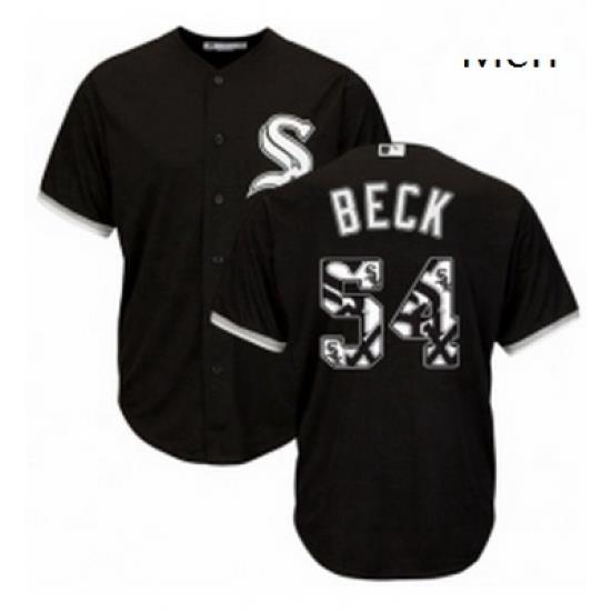 Mens Majestic Chicago White Sox 54 Chris Beck Authentic Black Team Logo Fashion Cool Base MLB Jersey